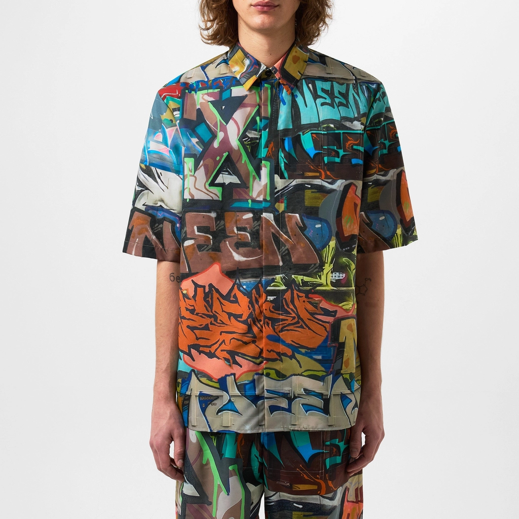 Off White Neen All Over Graffiti Shirt - Multicolor